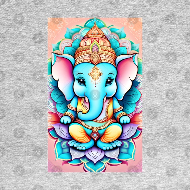 Baby Ganesh sitting on a lotus flower by mariasshop